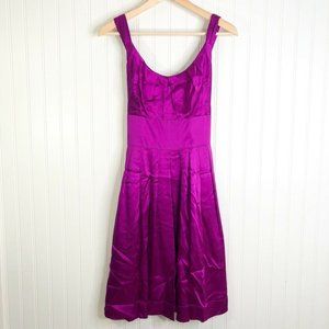 Maggy London Womens Silk Sundress Purple Empire Waist S